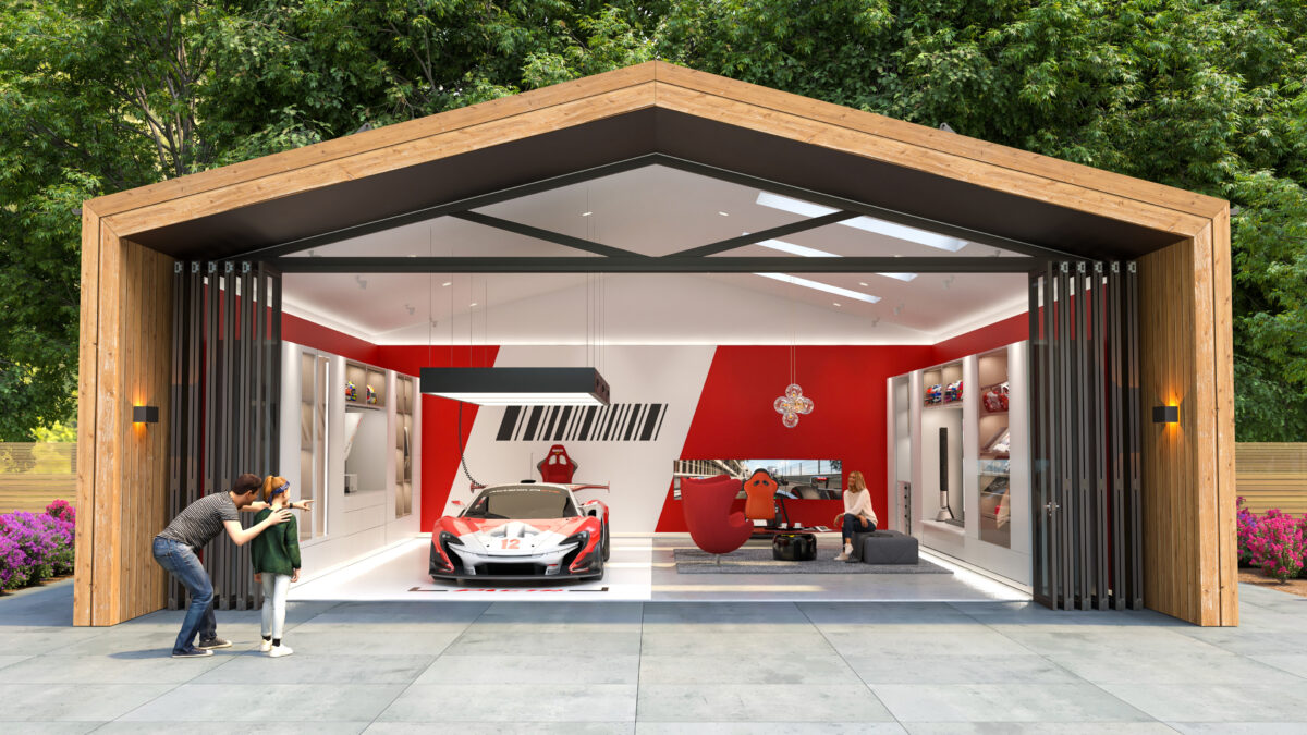 Mclaren p1 in a garage designed by The Luxury Garage co. Bespoke garage interiors