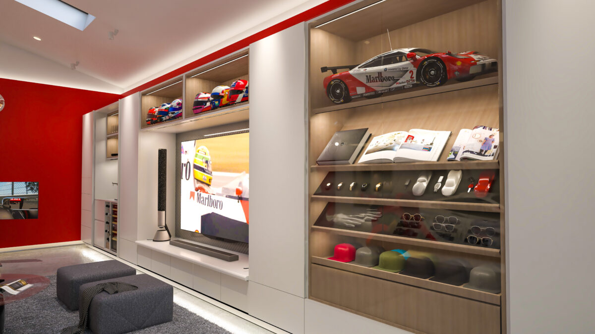 Mclaren p1 in a garage designed by The Luxury Garage co.Premium garage makeover