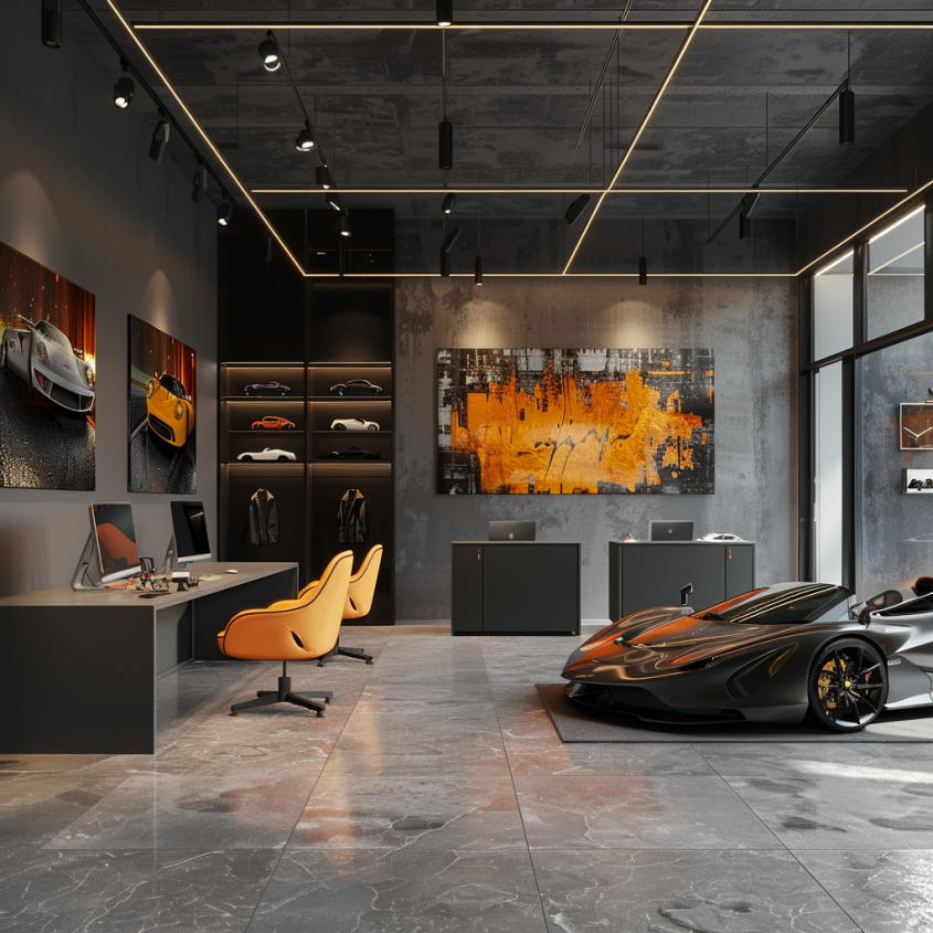 home_that_is_in_a_commercial_building Luxury car showroom design